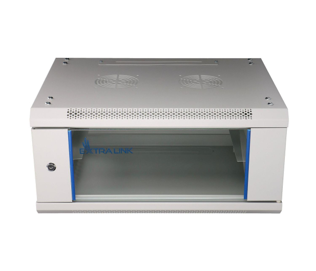 Extralink Szafka wisząca rack 4U 600x450 szara szklane drzwi EX.8536 - 484906 - zdjęcie 2